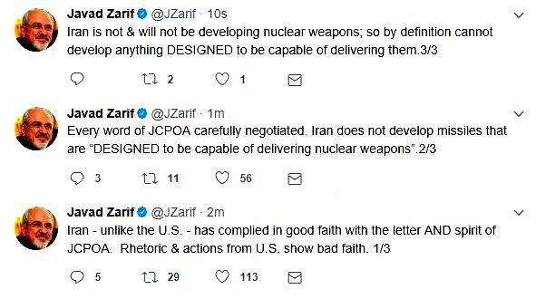 ظریف: ایران بر خلاف آمریکا با حسن نیت به روح و متن برجام پایبند بوده است